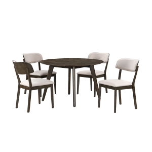 Rex - 48## Round Dining Table & 4 Open Back Chairs - Dark Brown