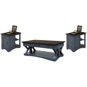 Americana Modern - Cocktail Table With 2 Chairside Tables - Denim