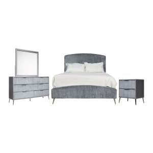 Kailani - 6/6 Eastern King 4 Piece Bedroom Set (Bed & Dresser & Mirror & Nightstand) - Gray