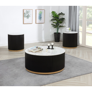 Kara - Table Set (Coffee & 2 End Tables) - Black / White