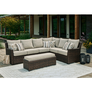 Brook Ranch - Sofa Sectional, Bench With Cushion (Set of 3) - Brown
