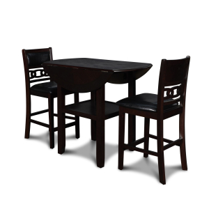 Gia - 3 Piece Dining Set (Counter Drop Leaf Table & 2 Chairs) - Ebony