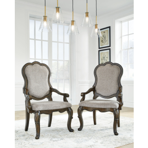 Maylee - Dining Upholstered Arm Chair (Set of 2) - Dark Brown
