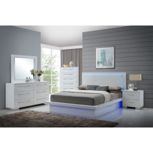 Sapphire - 5/0 Queen 5 Piece Bedroom Set (Bed & Dresser & Mirror & Chest & Nightstand) - White