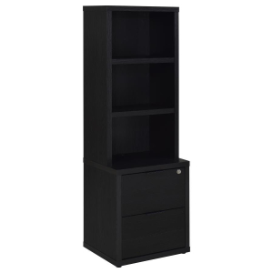 Westpark - 3-Shelf Bookcase USB And Lockable Drawer - Black