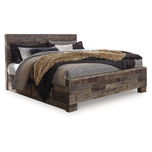 Derekson - King Panel Bed With 2 Side Storage - Multi Gray
