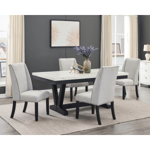 Varley - 5 Piece Dining Room Set With Wing Chairs - White / Gray