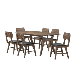 Thea - 70## Rectangular Dining Table With 6 Chairs - Brown / Black