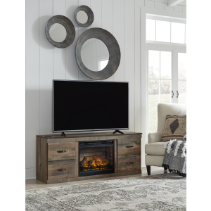 Trinell - TV Stand With Electric Fireplace - Brown