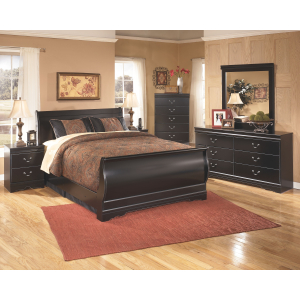 Huey Vineyard - 6 Pc. - Dresser, Mirror, Chest, Full Sleigh Bed - Black