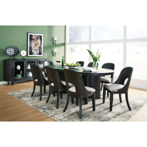 Rowanbeck - 10 Pc. - Dining Table, 8 Side Chairs, Server - Black