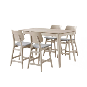 Oscar - Counter Table & 4 Chairs - White Ash