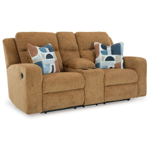 Kanlow - Dbl Reclining Loveseat With Console - Honey