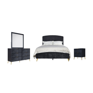 Kailani - 6/6 Eastern King 4 Piece Bedroom Set (Bed & Dresser & Mirror & Nightstand) - Black