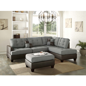 Catalyst F6858 3pc Reversible Sectional Sofa Set W/ Ottoman