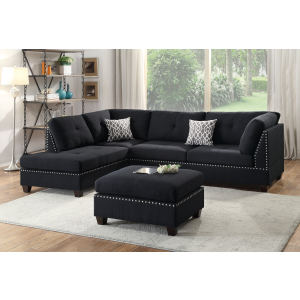 Level F6974 3pc Reversible Sectional Sofa Set W/ Ottoman