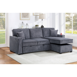 Cloud Convertible Sectional W/ USB Ports  & 2 Accent Pillows