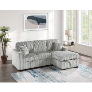 Respite 2-PC Convertible Sectional W/ 2 Accent Pillows & Fold-Down Table