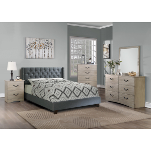 Caspian Full Bedroom 4 Piece Set w/ Bed, Dresser, Mirror & Nightstand