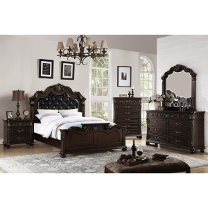 Cairo California King Bedroom 4 Piece Set w/ Bed, Dresser, Mirror & Nightstand