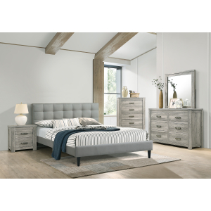 Alpine Eastern King Bedroom 4 Piece Set w/ Bed, Dresser, Mirror & Nightstand