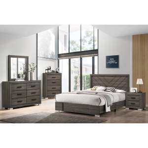 Panorama Eastern King Bedroom 4 Piece Set w/ Bed, Dresser, Mirror & Nightstand