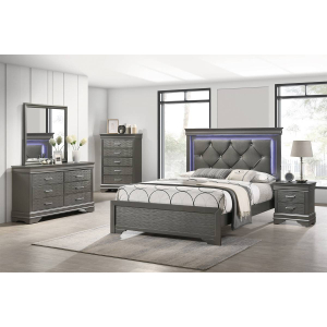 Scope Eastern King Bedroom 4 Piece Set w/ Bed, Dresser, Mirror & Nightstand