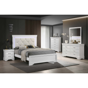 Brighton Eastern King Bedroom 4 Piece Set w/ Bed, Dresser, Mirror & Nightstand