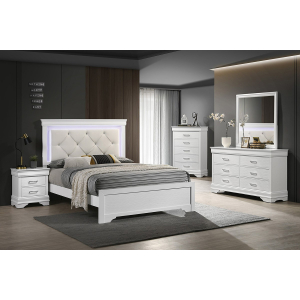 Brighton Queen Bedroom 4 Piece Set w/ Bed, Dresser, Mirror & Nightstand