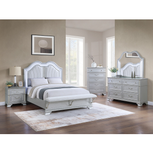 Davenport Queen Bedroom 5 Piece Set w/ Bed, Dresser, Mirror, Nightstand & Chest