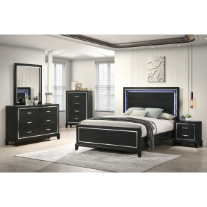 Ellington Eastern King Bedroom 4 Piece Set w/ Bed, Dresser, Mirror & Nightstand