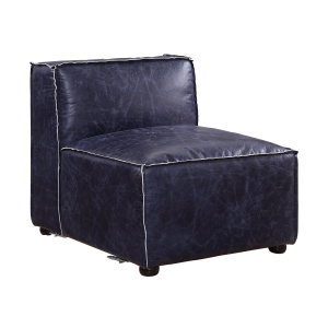 Birdie - Modular Armless Chair - Vintage Blue Top Grain Leather