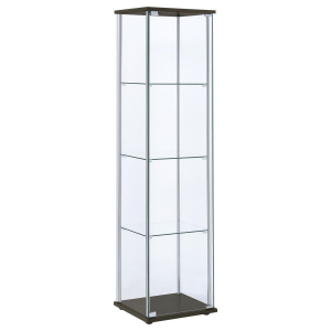 Bellatrix - 4-Shelf Clear Glass Curio Cabinet - Cappuccino