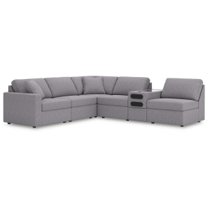 Modmax - 6-Piece Sectional With Audio System Console And 3 Armless Chairs - Granite