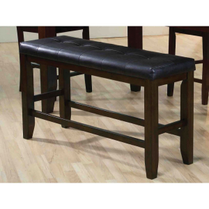 Urbana - Counter Height Bench - Black Synthetic Leather & Espresso