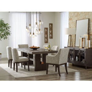 Burkhaus - 8 Pc. - Dining Room Extension Table, 4 Side Chairs, 2 Arm Chairs, Server - Dark Brown