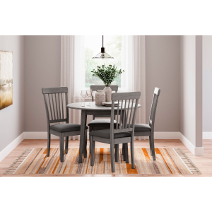 Shullden - 5 Pc. - Drop Leaf Table, 4 Side Chairs - Gray