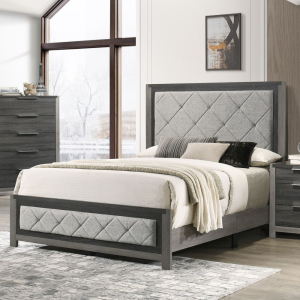 Jehoram - Eastern King Bed - Gray Linen & Gray