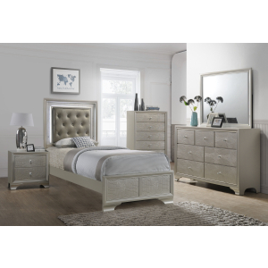 Lyssa - Twin 5 Piece Bedroom Set - Champagne