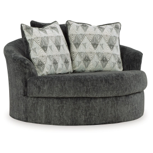 Biddeford - Oversized Swivel Accent Chair - Shadow