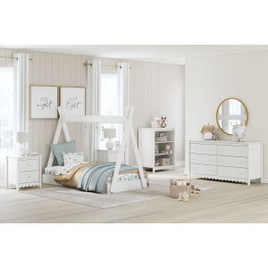 Hallityn - 5 Pc. - Bookcase, Dresser, Twin Tent Complete Bed, 2 Nightstands - White