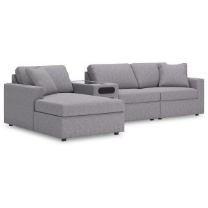 Modmax - 4-Piece Sectional With Laf Corner Chaise And Audio System Console - Granite