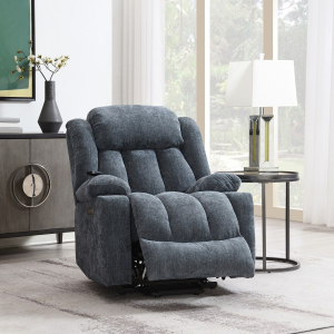 Omarion - Power Recliner With Lift & Heating & Massage - Blue Chenille
