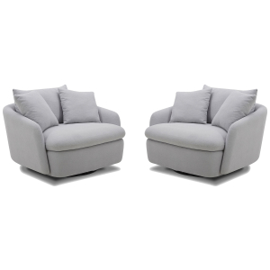 Boomer - Large Swivel Chair With 2 Toss Pillows (Set of 2) - Dove Gray
