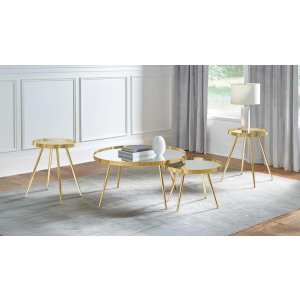Kaelyn - 4 Piece Round Coffee And End Table Set - Gold