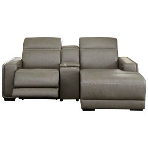 Correze - 3-Piece Power Reclining Sectional With RAF Back Chaise - Gray