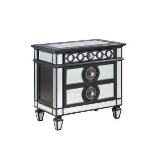 Varian II - Nightstand - Mirrored, Black & Sliver