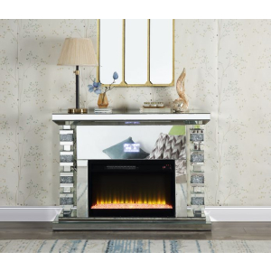 Noralie - 47## Fireplace With Bluetooth - Mirrored & Faux Diamonds