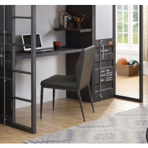 Cargo - Chair - Gray Synthetic Leather & Gunmetal