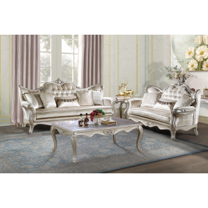 Monique - 2 Piece Sofa & Loveseat - Pearl Silver
